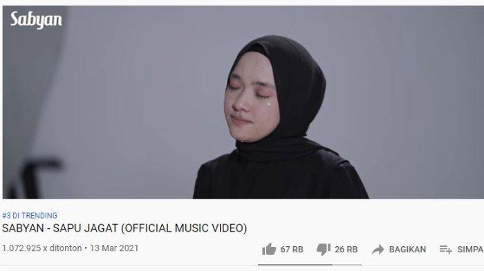 Lagu Sapu Jagat - Sabyan trending YouTube dan banjir dislike.