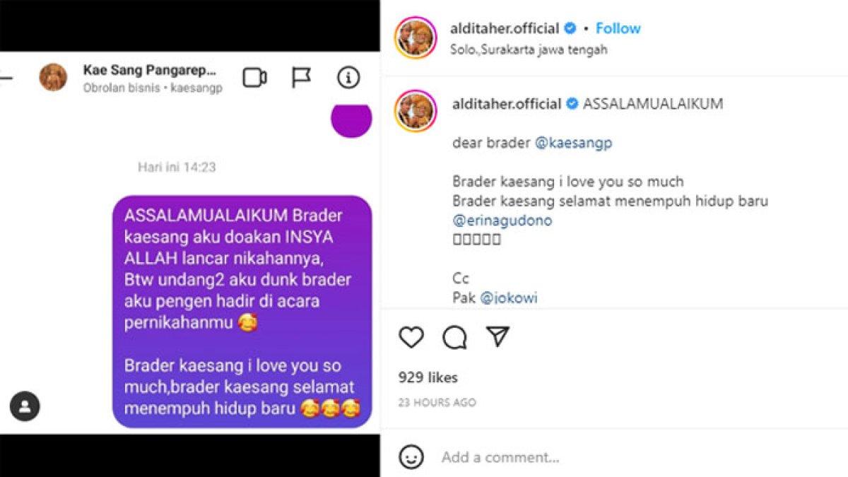 lAldi Taher kirim DM ke Kaesang Pangarep agar diundang diacara nikahannya.