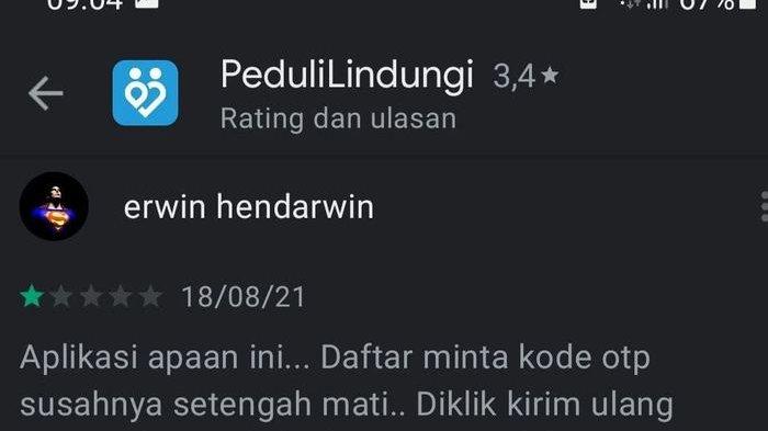 Ulasan aplikasi PeduliLindungi di Google Play.