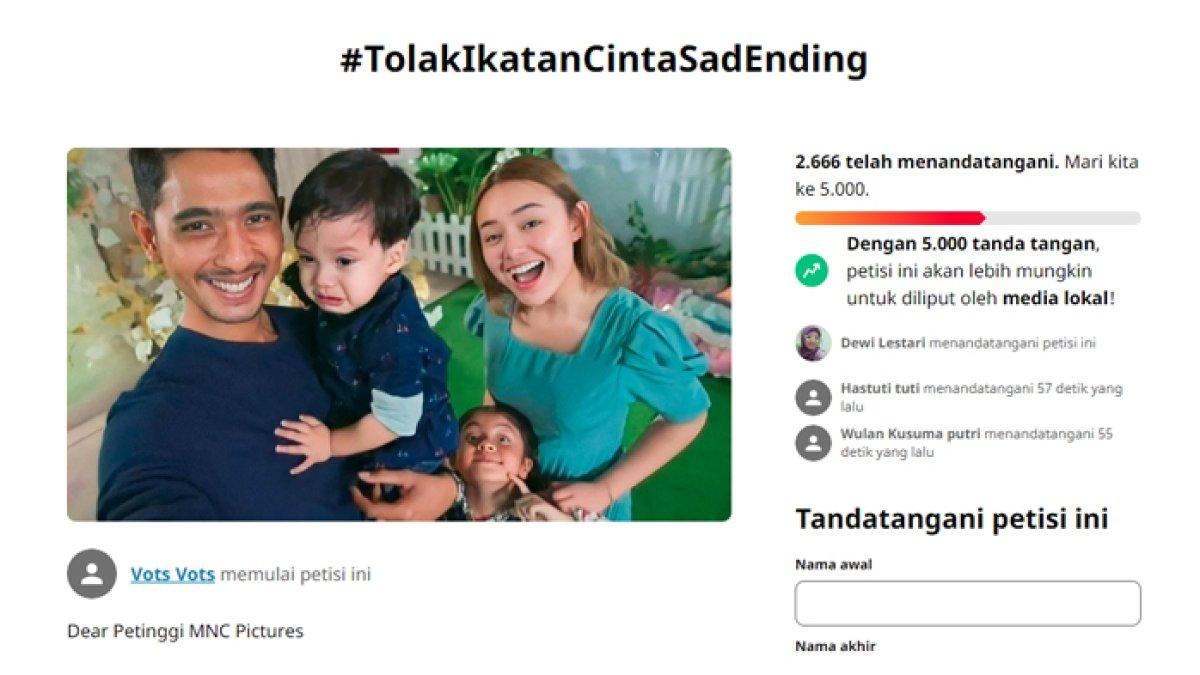 Petisi tolak Ikatan Cinta sad ending.