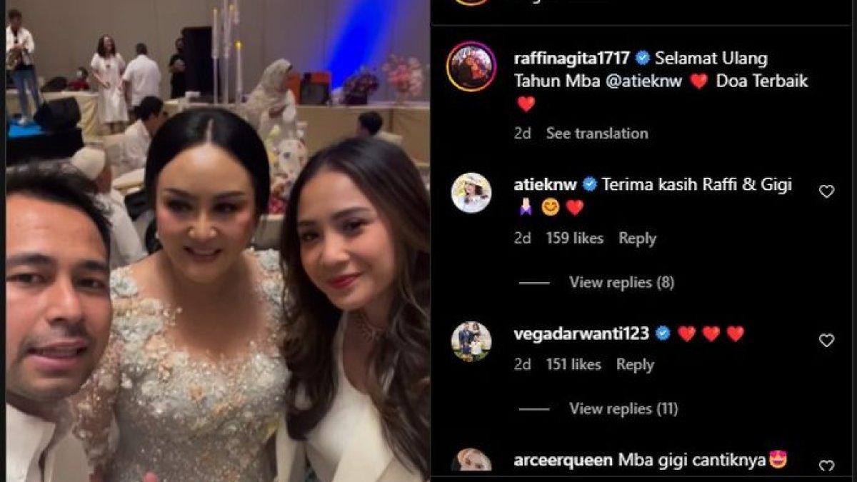 Raffi dan Gigi datang ke pesta ultah Atiek Nur Wahyuni (Instagram @raffinagita1717)