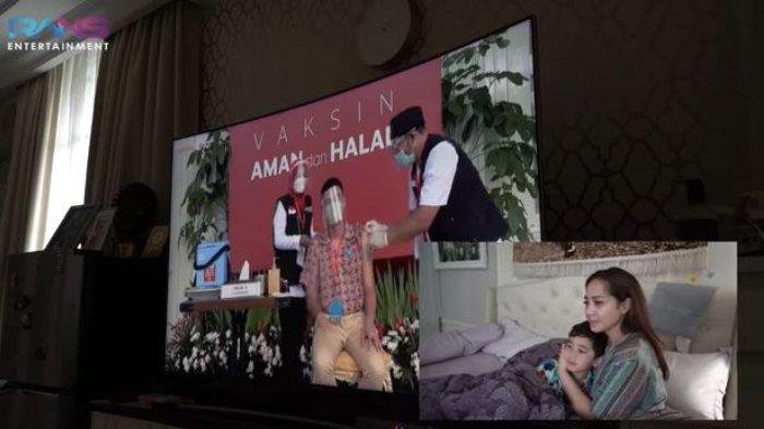 Reaksi Nagita Slavina dan Rafathar melihat Raffi Ahmad disuntik vaksin covid-19.
