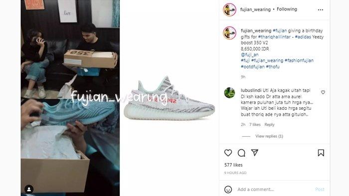 Sepatu Thariq Halilintar dari Fuji berharga fantastis.
