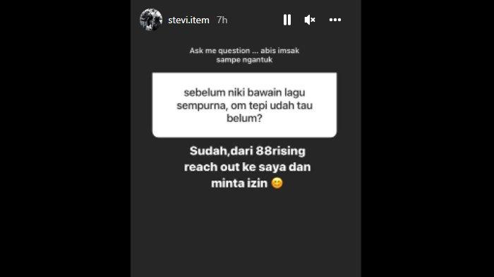 Stevi Item sebut 88rising sudah minta izin sebelum NIKI bawakan lagu Sempurna.