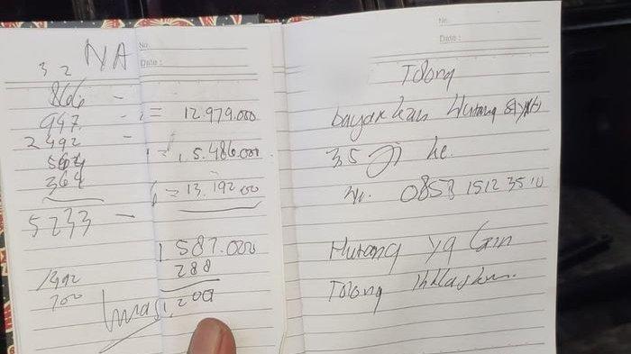 Surat wasiat pria di Subang sebelum bunuh diri.