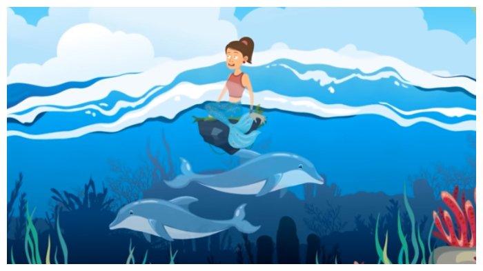 Tes IQ : Mermaid sedang bersantai dan berenang di permukaan laut.