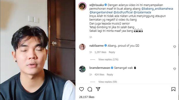 Tri Suaka meminta maaf setelah parodikan Andika Kangen Band.