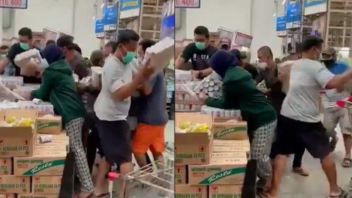 Viral video orang berebut borong susu beruang bear brand di supermarket.