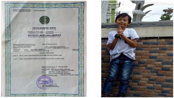Akte kelahiran bocah viral asal Muara Enim Punya Nama Unik Urutan Abjad 'ABCDEF GHIJK Zuzu'