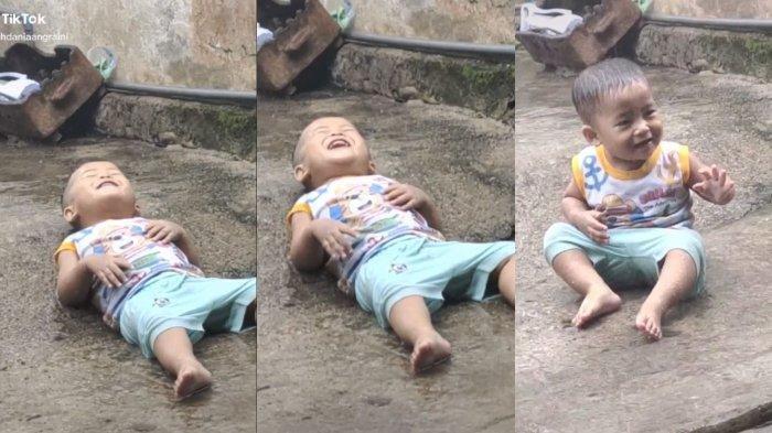 Viral di media sosial, video bocah tiduran di bawah guyuran air hujan, begini cerita dari si pengunggah.