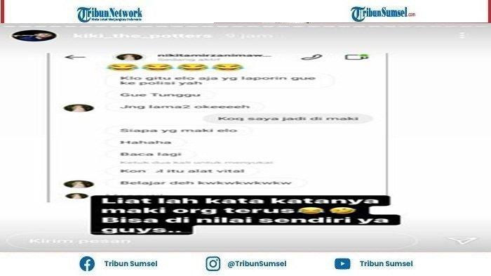 Kiki The Potter Menampilkan Screenshoot Nikita Mirzani Berkata Tidak Pantas Pada Adam Malik