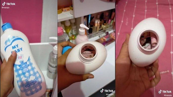 Tangkapan layar seorang istri temukan tabungan rahasia sang suami dalam botol bekas bedak bayi