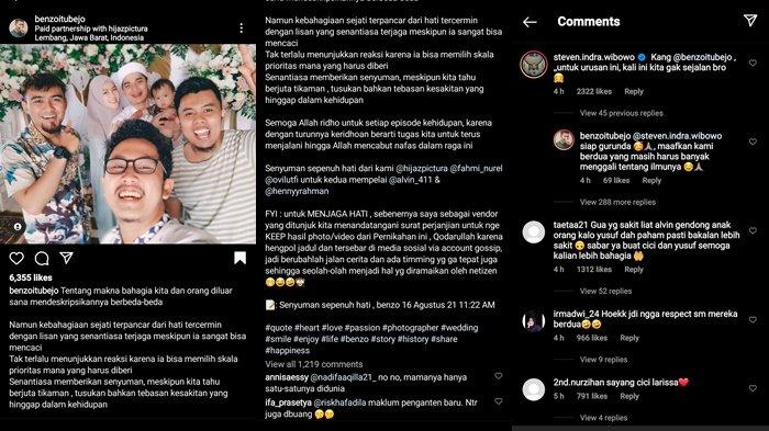 Unggahan vendor pernikahan Alvin Faiz dan Henny Rahman serta komentar