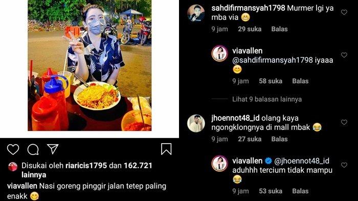 Via Vallen pamer makan nasi goreng pinggiran
