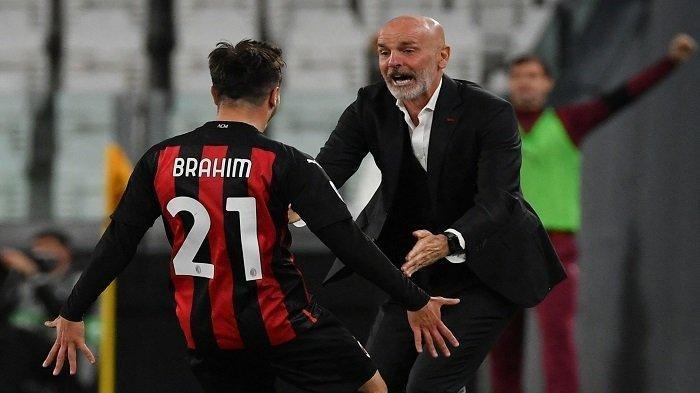 Brahim Diaz merayakan gol berama pelatih AC Milan, Stefano Pioli pda Liga Italia Serie A musim 2019-2020. Brahim Diaz berpeluang besar kembali membela AC Milan musim ini dengan status pinjaman dari Real Madrid