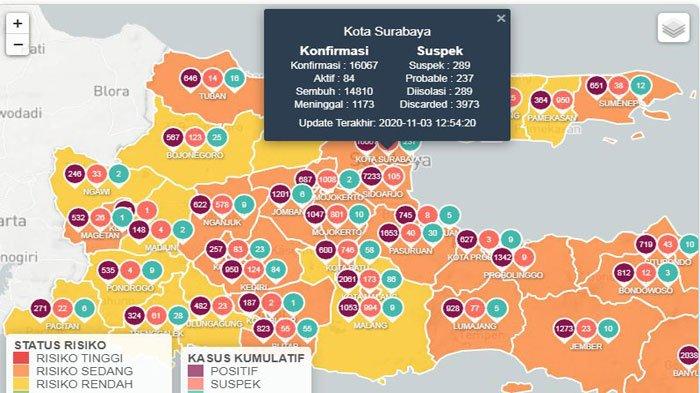 data lengkap kasus virus corona atau COVID-19 di Kota Surabaya 3 November 2020