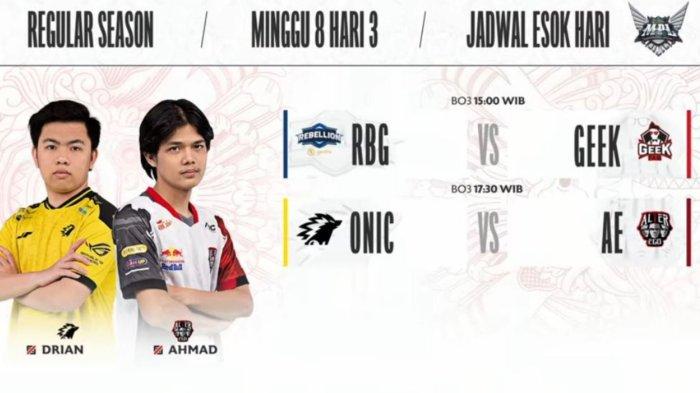 Jadwal MPL Season 8 Week 8 Hari Ini 3 Oktober 2021