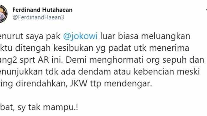 Kutipan Ferdinand di akun Twitternya.