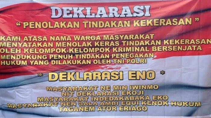 Spanduk warga Tembagapura yang menolak KKB Papua. Penolakan Warga Terhadap KKB Papua Semakin Bertambah
