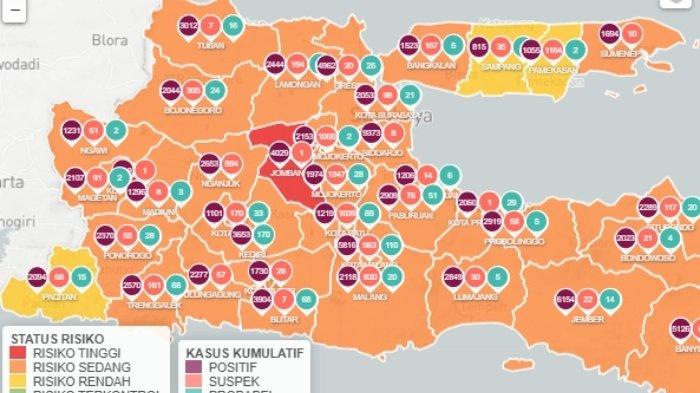 peta sebaran virus corona di Surabaya, Kamis (11/2/2021)