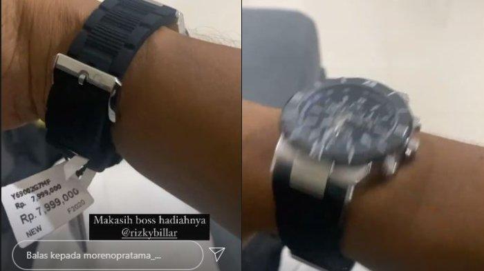 Rizky Billar bagikan jam tangan ke karyawan