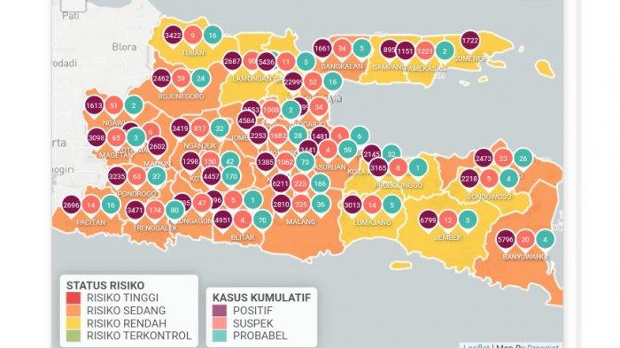Peta Covid-19 di Jatim Jumat (9/4/2021)