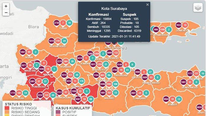 Update Virus Corona di Surabaya 1 Februari 2021. Pasien Sembuh Naik 61
