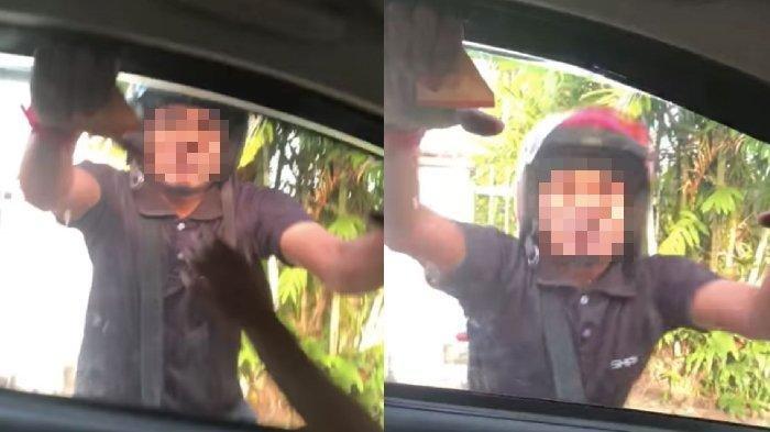 Aksi brutal pria pecahkan kaca mobil istri dan ada anak-anaknya di dalam