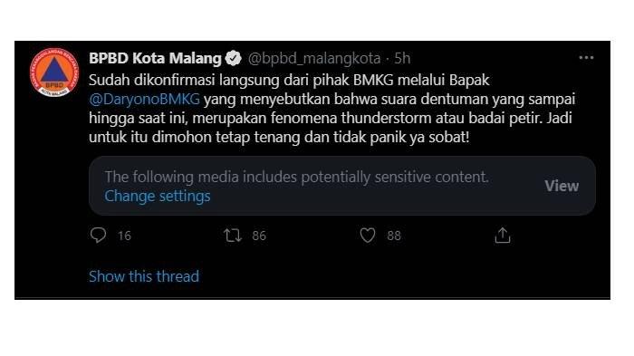 BPBD Kota Malang konfirmasi penyebab dentuman misterius di Malang