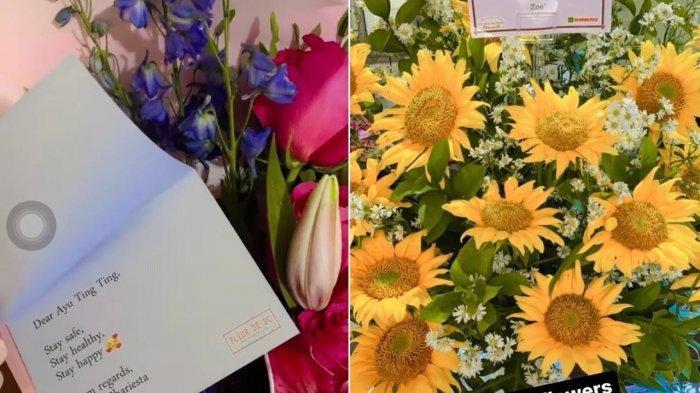 Bunga kiriman Denise Chariesta untuk Ayu Ting Ting