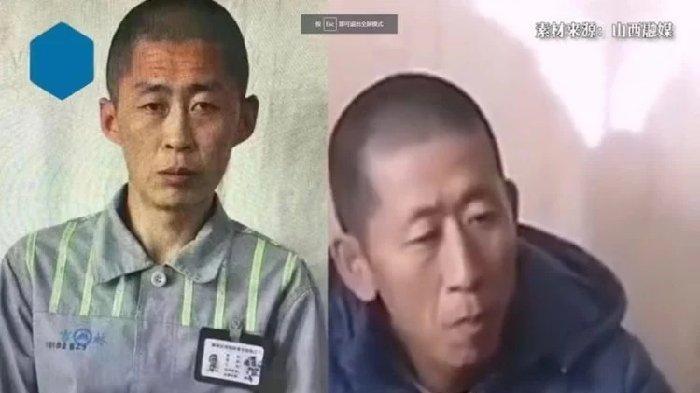 Buronan polisi Zhu Xianjian (kiri) dan pria yang wajahnya mirip penjahat (kanan)