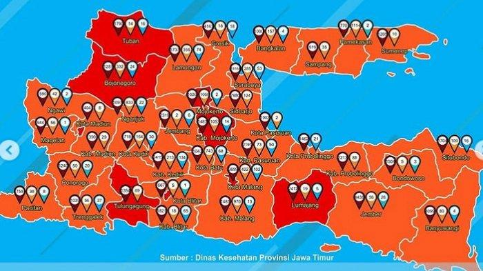 Peta Persebaran Zona Merah Jatim Hari Ini Senin 4 Januari 2021