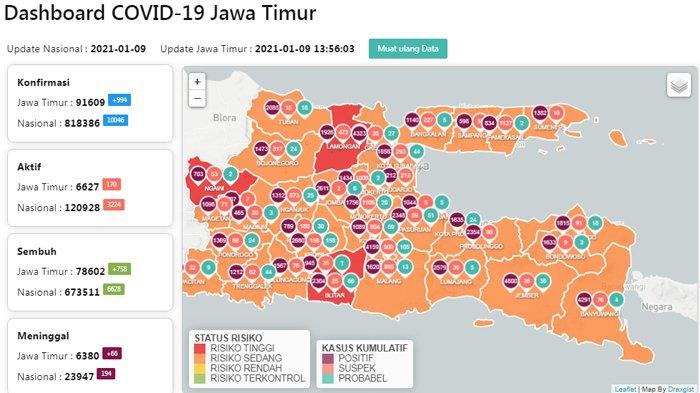 Update Persebaran Zona Merah Jatim Hari Ini Minggu 10 Januari 2021