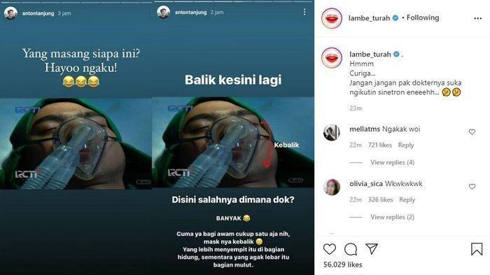Episode Aldebaran kritis dan ventilator terbalik di-repost akun Instagram Lambe Turah