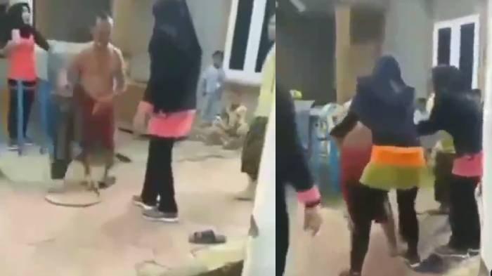 Ibu ibu senam meredam amarah pria mengamuk banting kompor