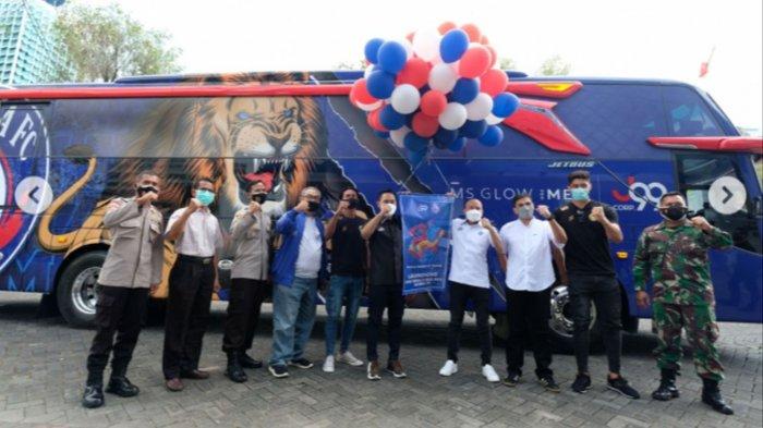 Suasana acara launching Bus Arema FC , Rabu (11/8/2020).