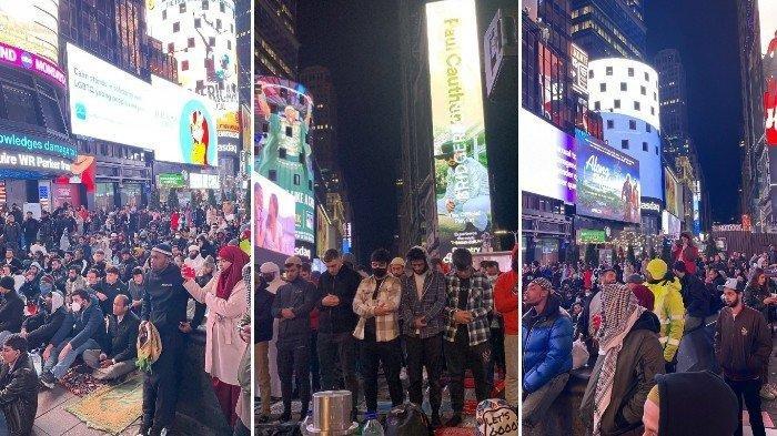 Muslim Amerika gelar sholat tarawih di Times Square, New York