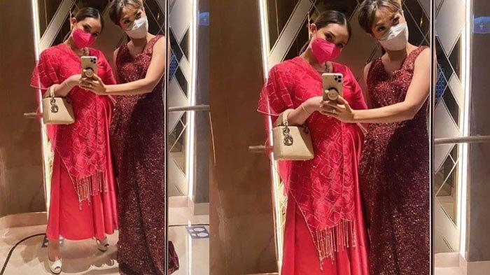 Nagita Slavina tampil beda di henna night Aurel Hermansyah selfie bersama Ayu Dewi