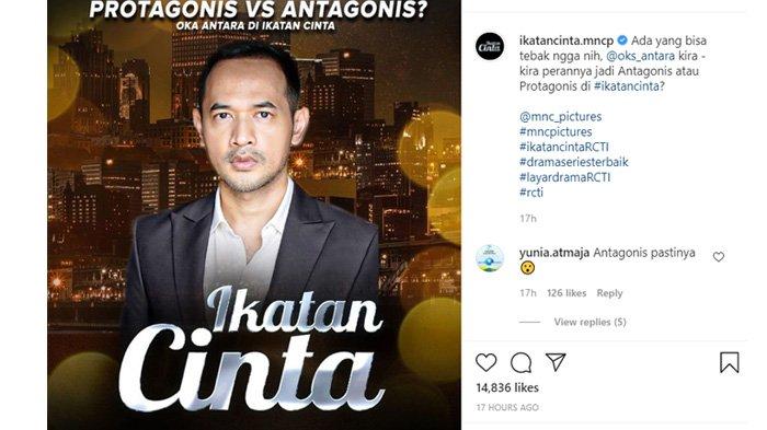 Oka Antara jadi tokoh baru di Sinetron Ikatan Cinta malam ini Kamis 23 September 2021