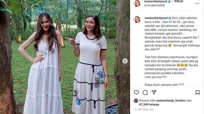 Potret Maia Estianty (kanan) bersama dengan Ina Thomas (kiri)