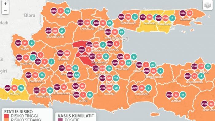 Update zona merah Jawa Timur Jumat 12 Februari 2021