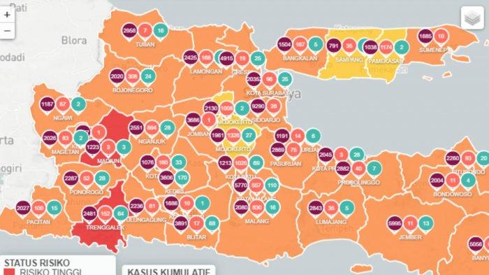 update zona merah Jawa Timur Selasa 9 Februari 2021 Kabupaten Madiun dan Kabupaten Trenggalek