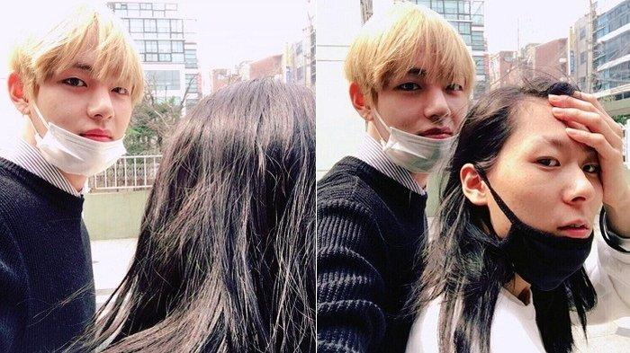 Jang Moon Bok dan V BTS foto bersama.