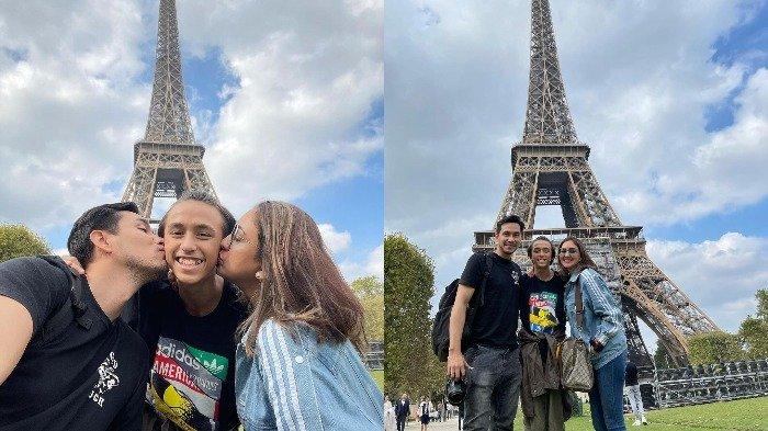 Potret keluarga Darius Sinathrya dan Donna Agnesia saat liburan di Paris, Prancis.
