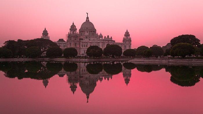Pemandangan sunset di Kolkata, India