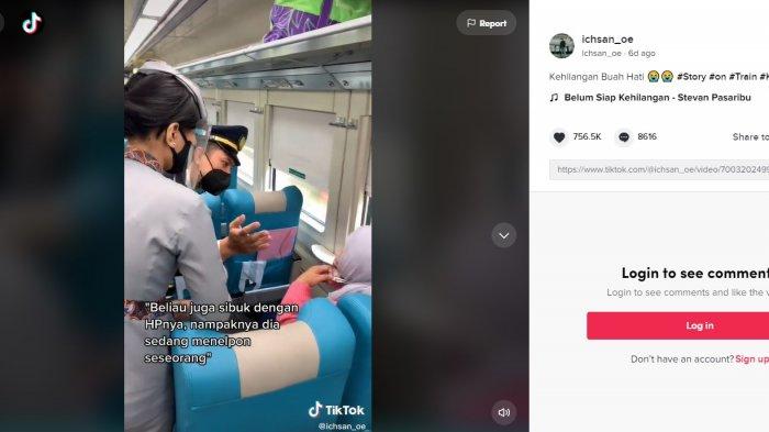 Seorang ibu menangis di kereta setelah mendengar berita duka