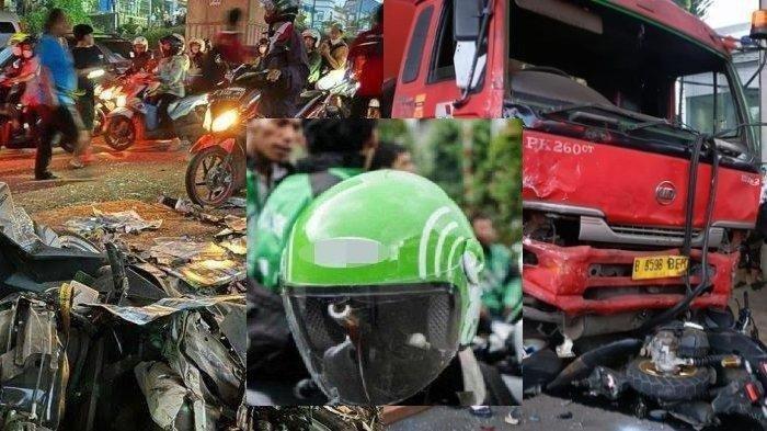 Driver Ojol bernama Ardi Nurcahyanto jadi korban tewas dalam Kecelakaan lalu lintas yang melibatkan truk tangki Pertamina, di turunan Jalan Alternatif Cibubur, Senin (18/7/2022).