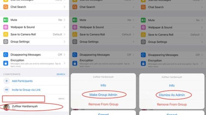 Ilustrasi cara menambahkan admin baru grup WA via HP