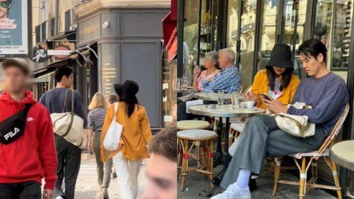 Kolase foto kencan Kim Woo Bin dan Shin Min Ah di Paris.