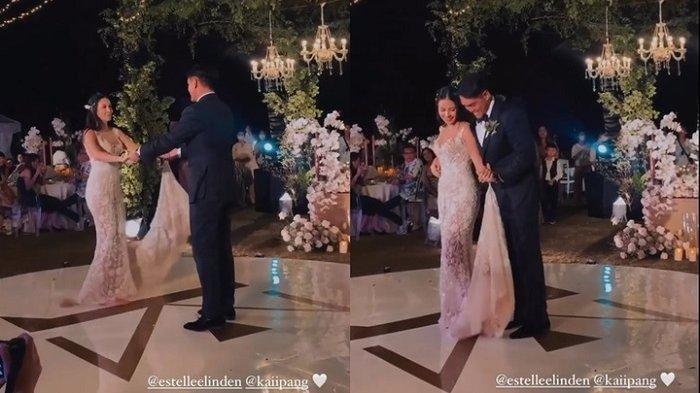 Pang Xue Kai dan Estelle Linden berdansa di resepsi.